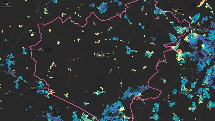 House price heatmap showing property values across Hinckley and Bosworth