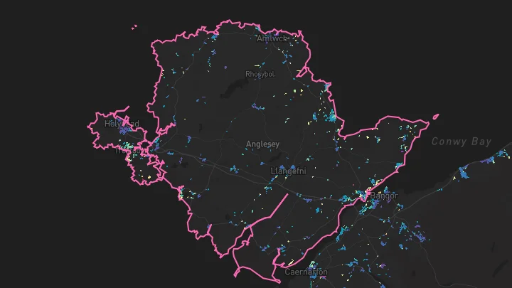 House price heatmap showing property values across Isle of Anglesey
