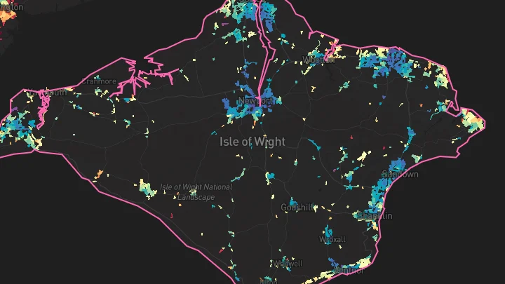House price heatmap showing property values across Isle of Wight
