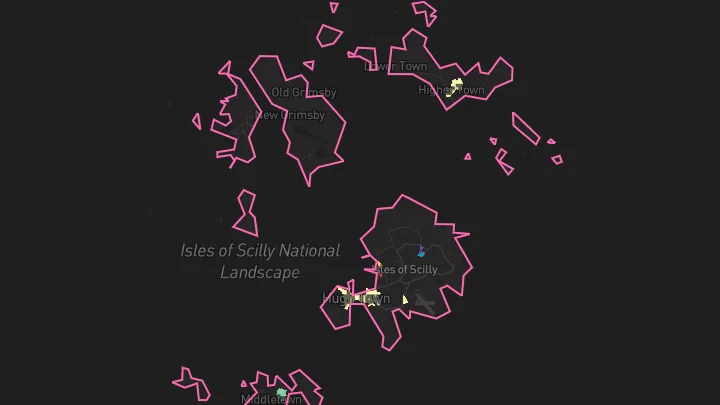 House price heatmap showing property values across Isles of Scilly