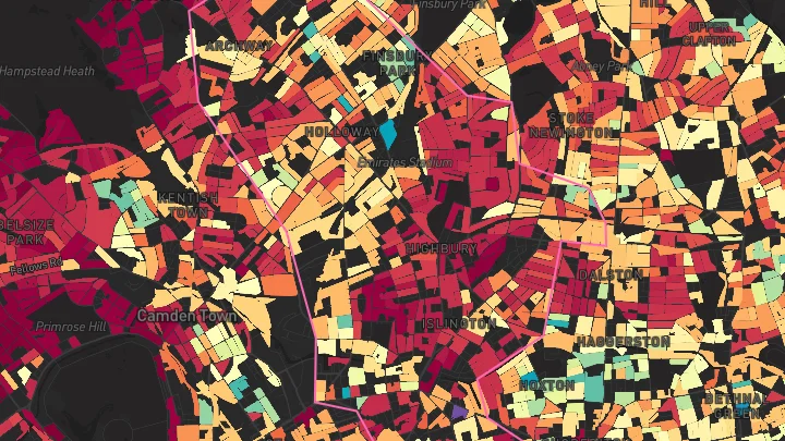 House price heatmap showing property values across Islington