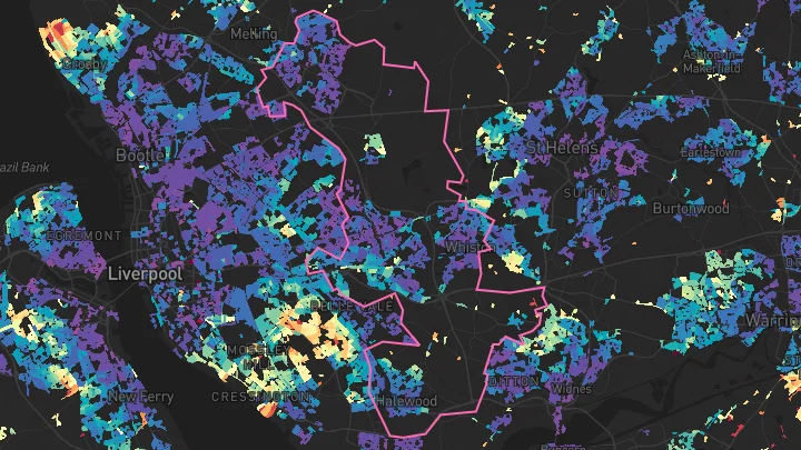 House price heatmap showing property values across Knowsley
