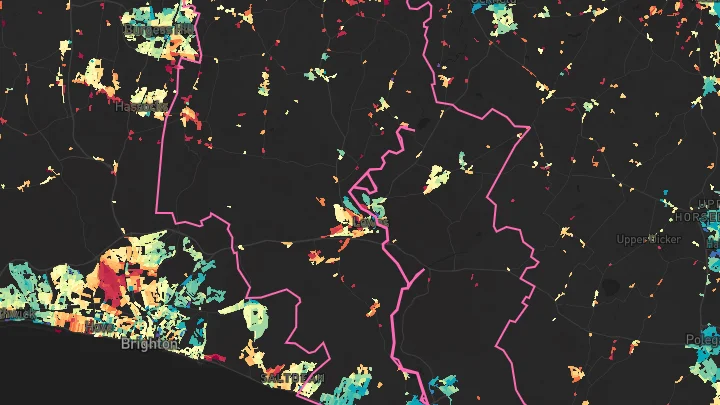 House price heatmap showing property values across Lewes