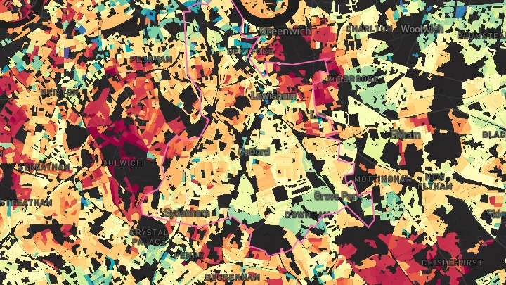 House price heatmap showing property values across Lewisham