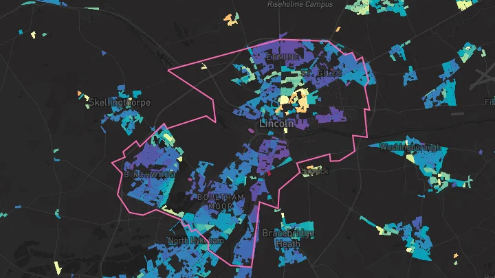 House price heatmap showing property values across Lincoln