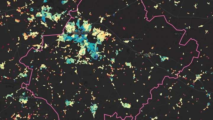 House price heatmap showing property values across Maidstone