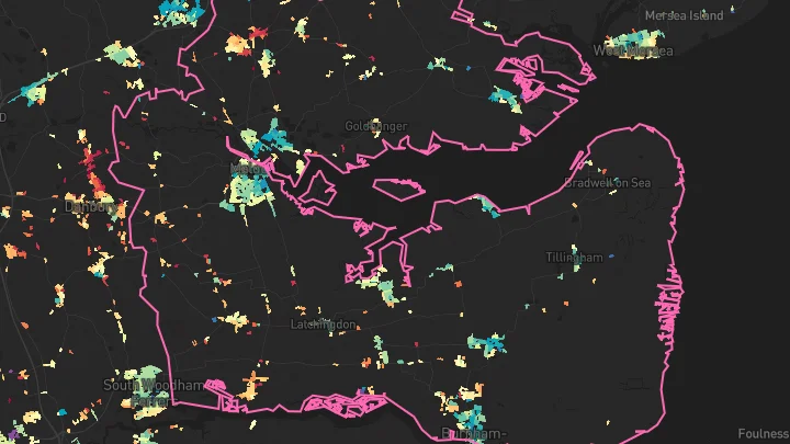 House price heatmap showing property values across Maldon