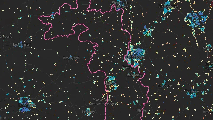 House price heatmap showing property values across Malvern Hills