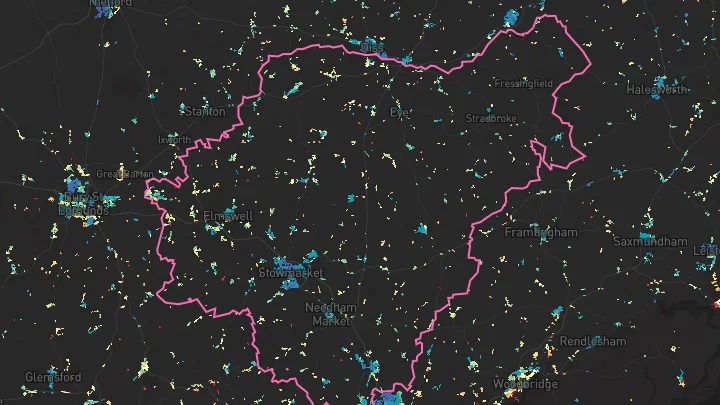 House price heatmap showing property values across Mid Suffolk