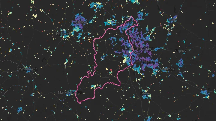 House price heatmap showing property values across Newcastle-under-Lyme