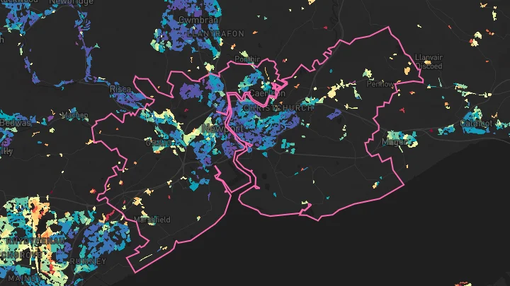 House price heatmap showing property values across Newport