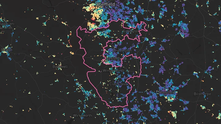 House price heatmap showing property values across North East Derbyshire