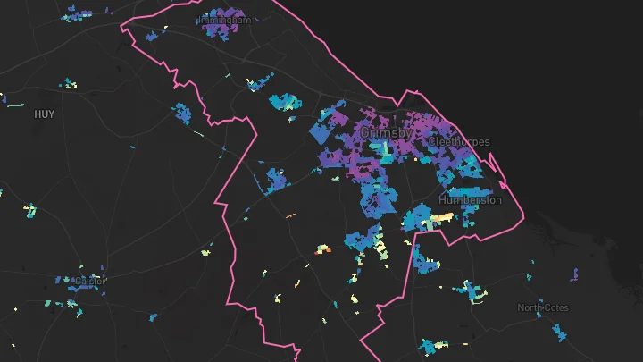 House price heatmap showing property values across North East Lincolnshire