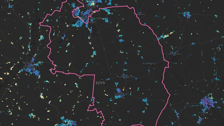 House price heatmap showing property values across North Kesteven