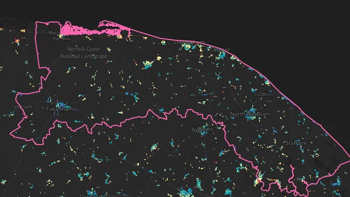 House price heatmap showing property values across North Norfolk