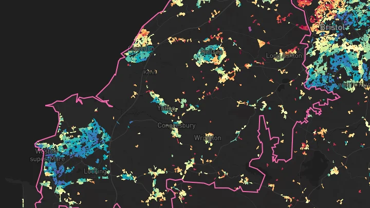 House price heatmap showing property values across North Somerset