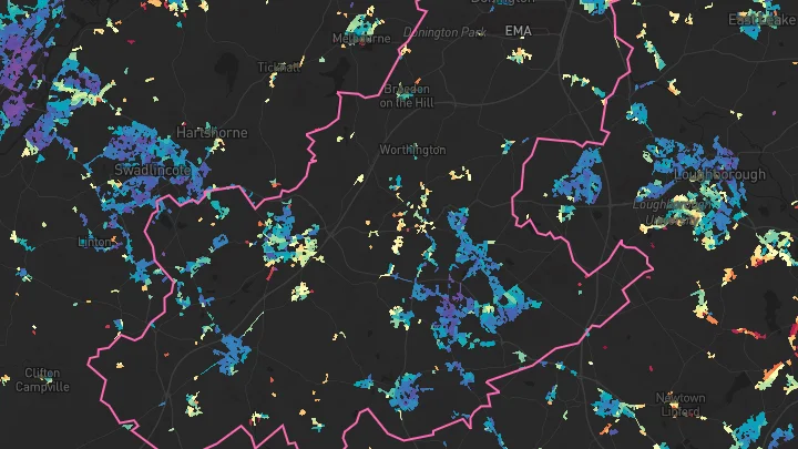 House price heatmap showing property values across North West Leicestershire