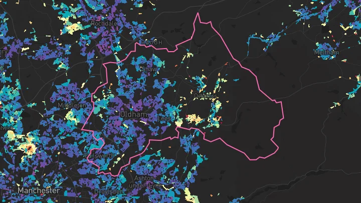 House price heatmap showing property values across Oldham