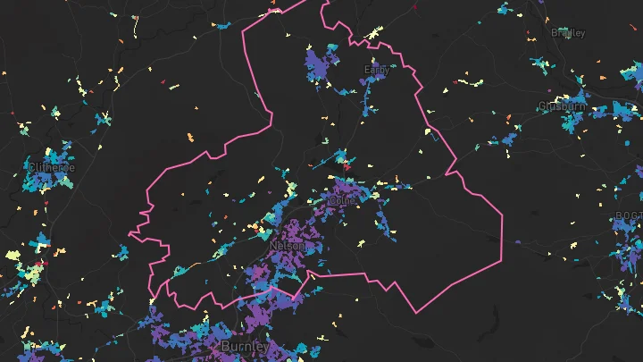 House price heatmap showing property values across Pendle