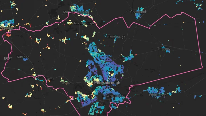 House price heatmap showing property values across Peterborough