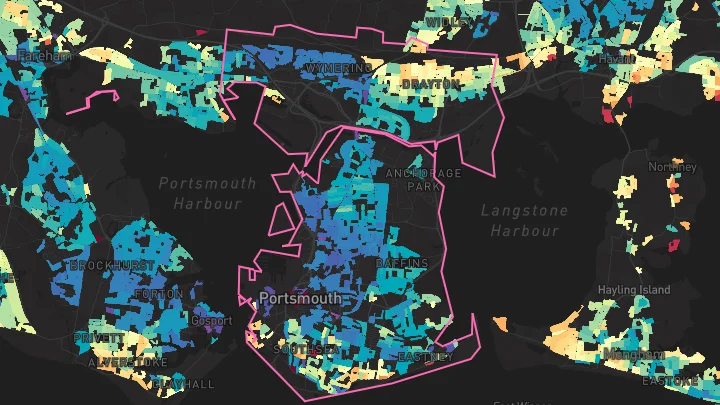 House price heatmap showing property values across Portsmouth