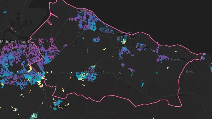 House price heatmap showing property values across Redcar and Cleveland