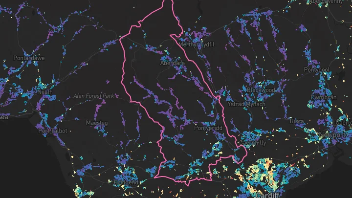 House price heatmap showing property values across Rhondda Cynon Taf
