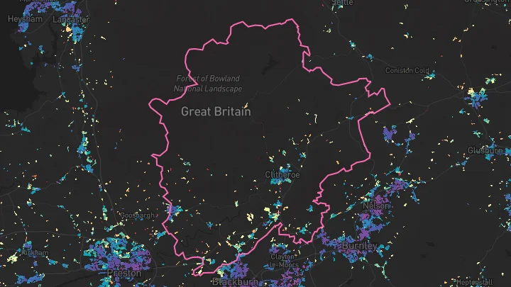 House price heatmap showing property values across Ribble Valley