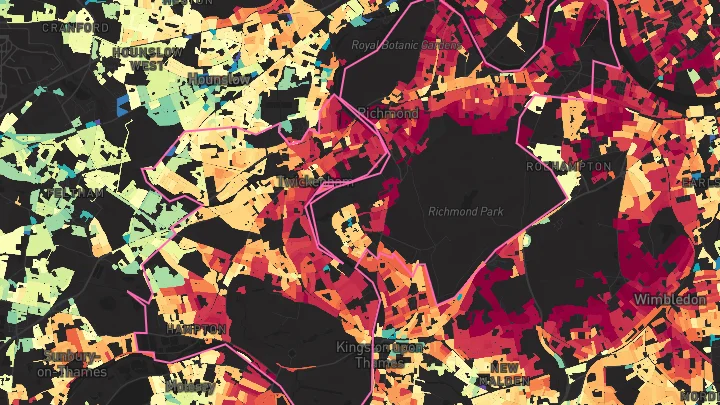 House price heatmap showing property values across Richmond upon Thames