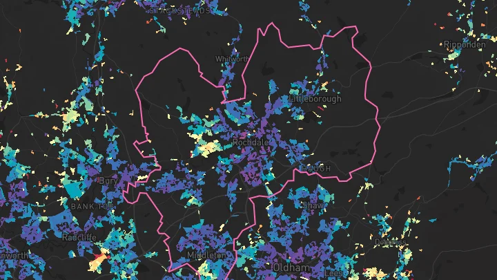 House price heatmap showing property values across Rochdale