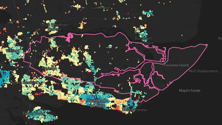 House price heatmap showing property values across Rochford