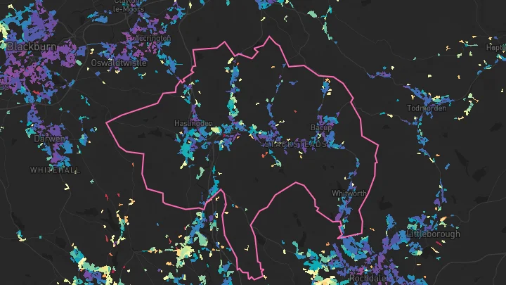 House price heatmap showing property values across Rossendale
