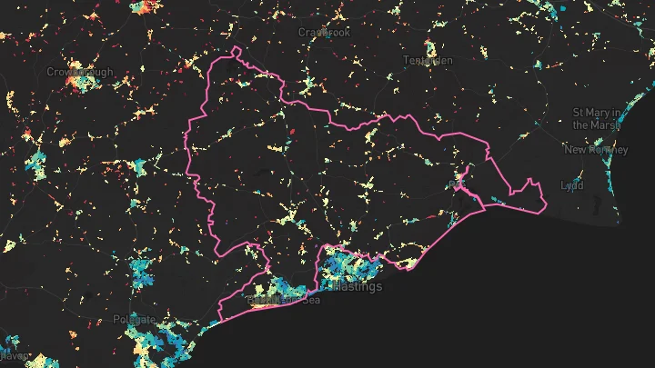 House price heatmap showing property values across Rother