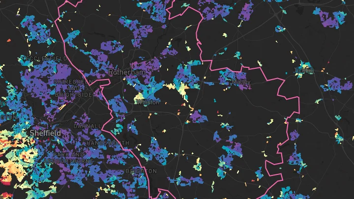 House price heatmap showing property values across Rotherham