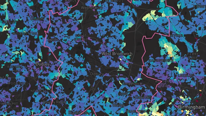 House price heatmap showing property values across Sandwell