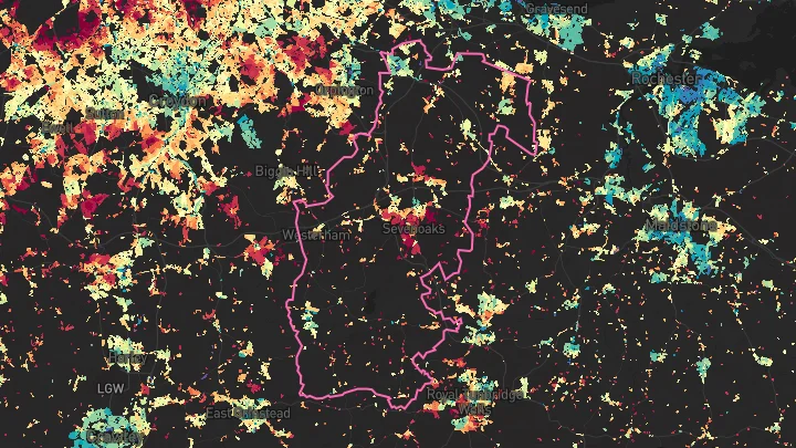 House price heatmap showing property values across Sevenoaks
