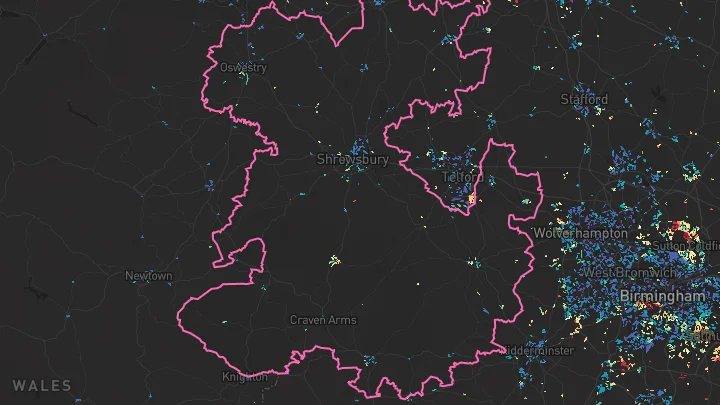 House price heatmap showing property values across Shropshire