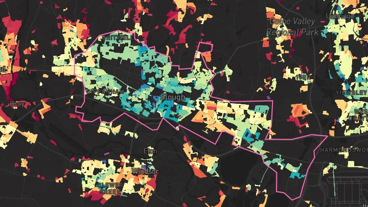 House price heatmap showing property values across Slough