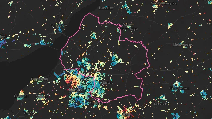 House price heatmap showing property values across South Gloucestershire
