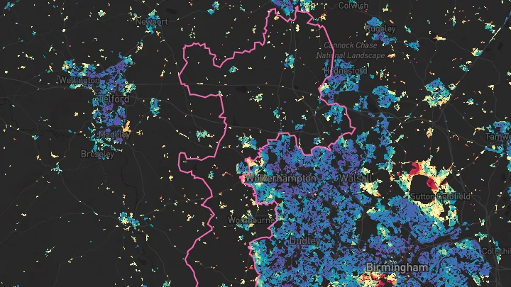 House price heatmap showing property values across South Staffordshire