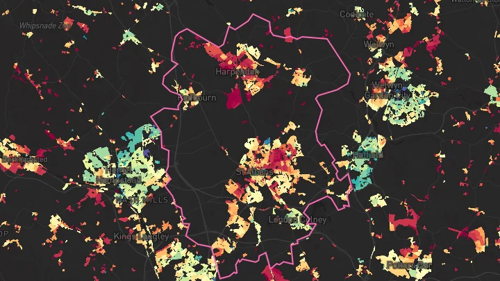 House price heatmap showing property values across St Albans