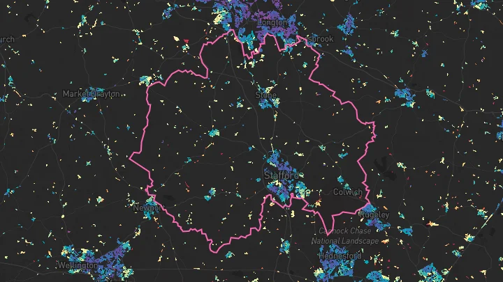 House price heatmap showing property values across Stafford