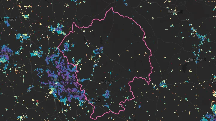 House price heatmap showing property values across Staffordshire Moorlands