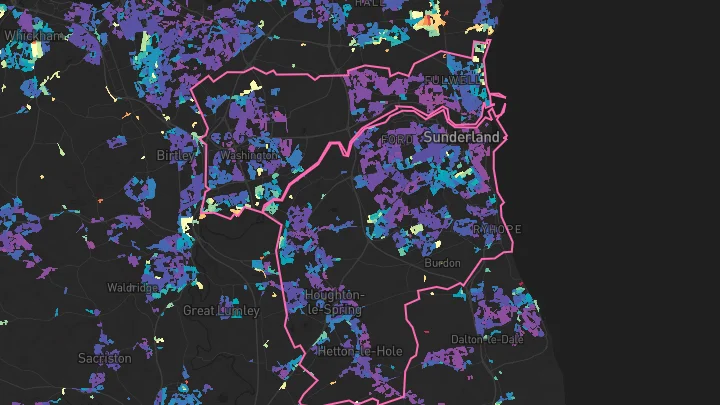 House price heatmap showing property values across Sunderland