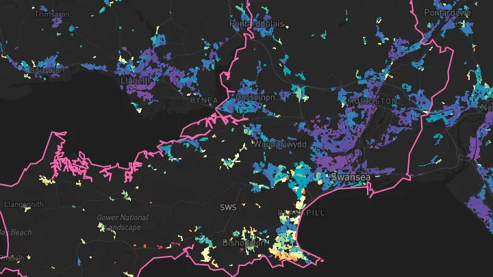House price heatmap showing property values across Swansea