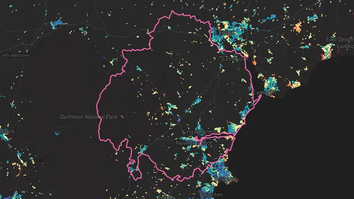House price heatmap showing property values across Teignbridge