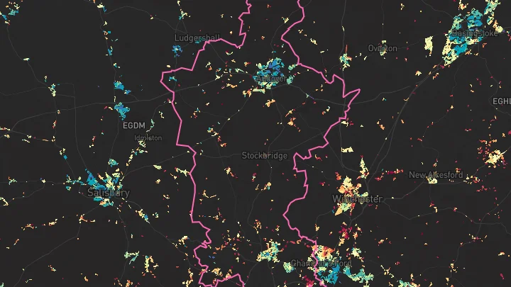 House price heatmap showing property values across Test Valley