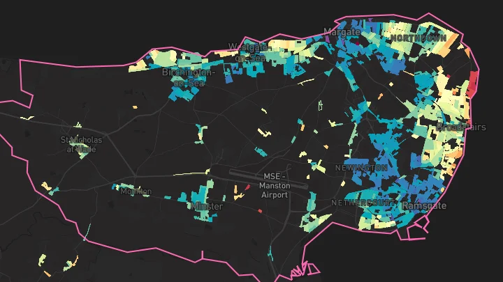 House price heatmap showing property values across Thanet