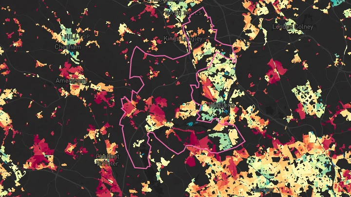 House price heatmap showing property values across Three Rivers