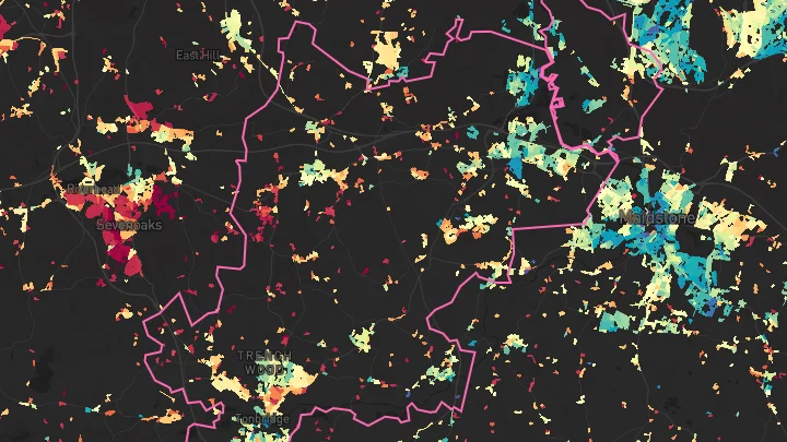 House price heatmap showing property values across Tonbridge and Malling